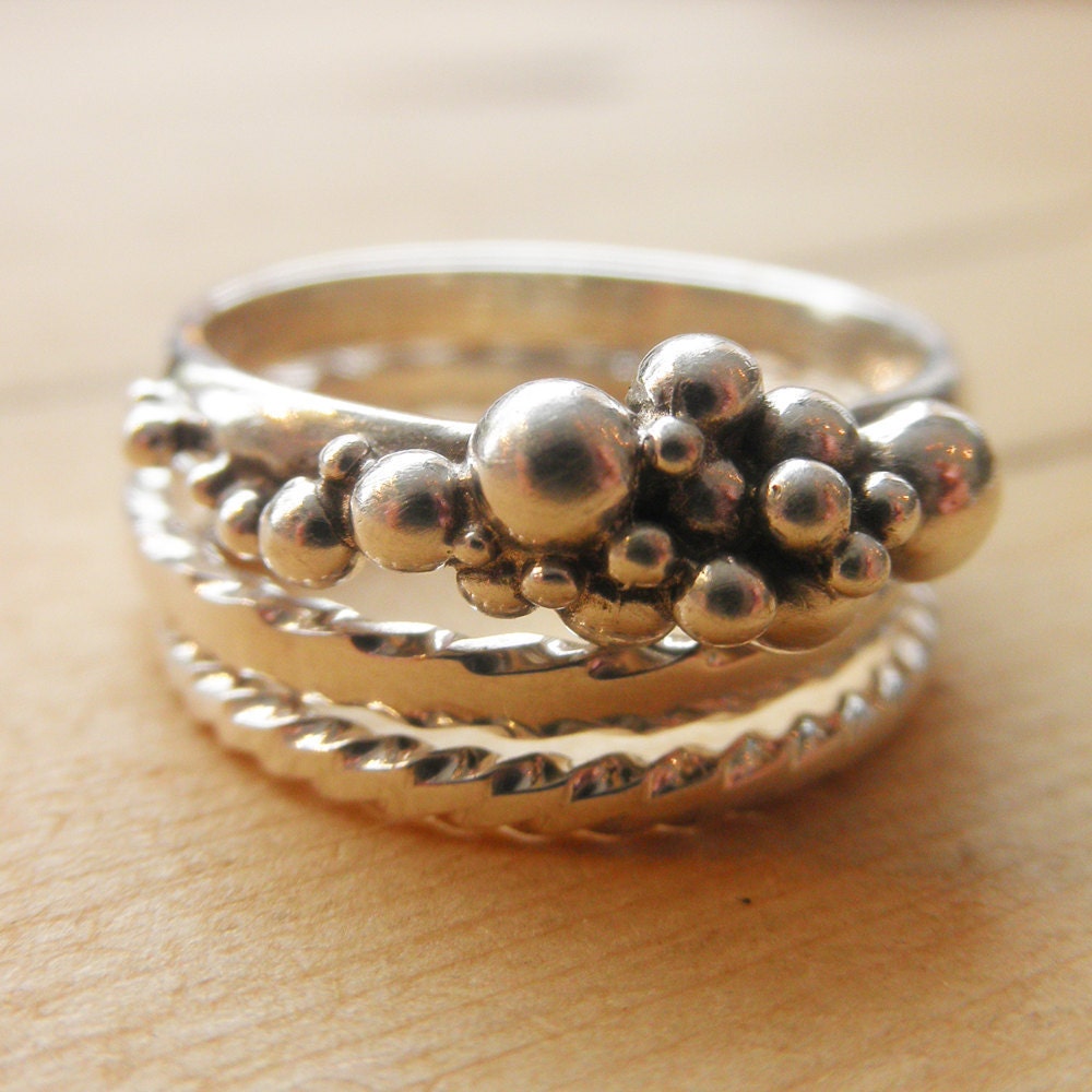 Ready to ship -Bubble Ring Silver Balls