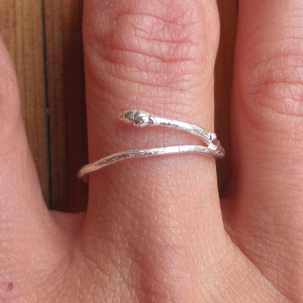 Recycled Branch Twig Ring Bud Sterling Silver refined