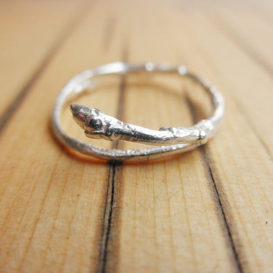 Recycled Branch Twig Ring Bud Sterling Silver refined