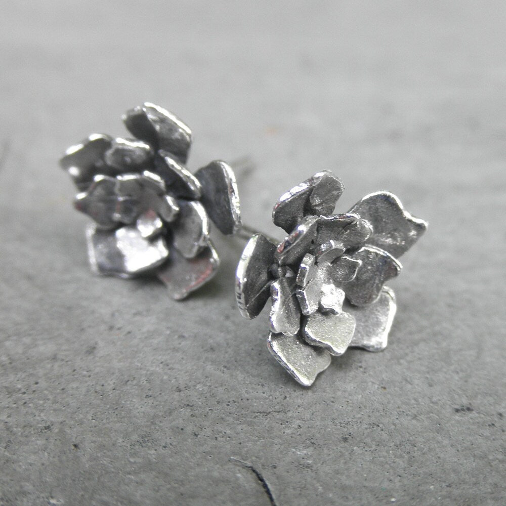 Cut Out Flower Earrings Brass with Sterling Silver Posts