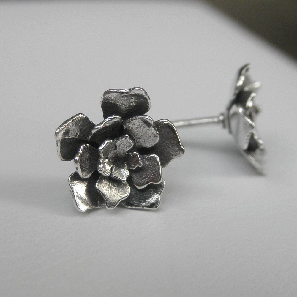 Cut Out Flower Earrings Brass with Sterling Silver Posts