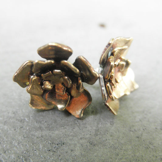 Cut Out Flower Earrings Brass with Sterling Silver Posts