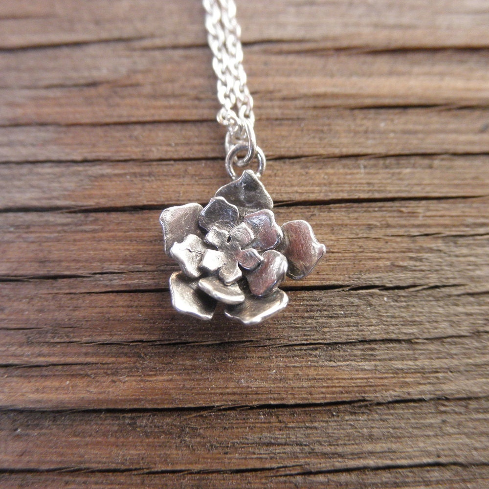 Cut Out Flower Necklace Brass flower and Sterling Silver chain
