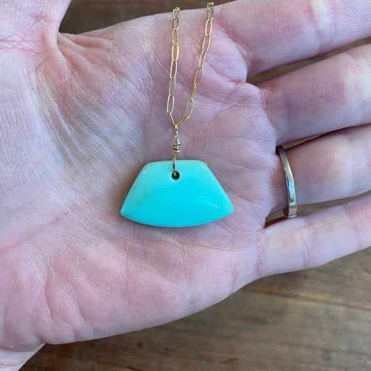 Sea Collection - Chrysoprase Drop with Paper Clip Chain