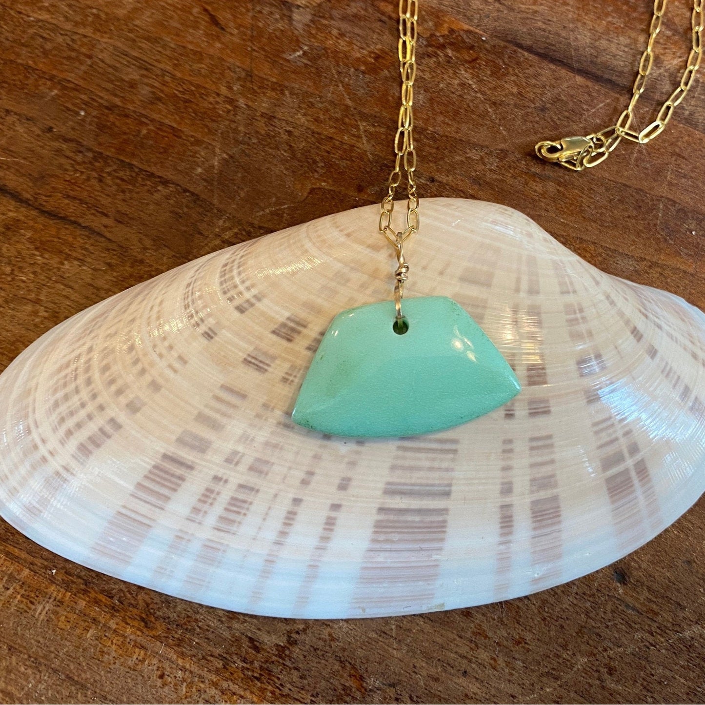 Sea Collection - Chrysoprase Drop with Paper Clip Chain
