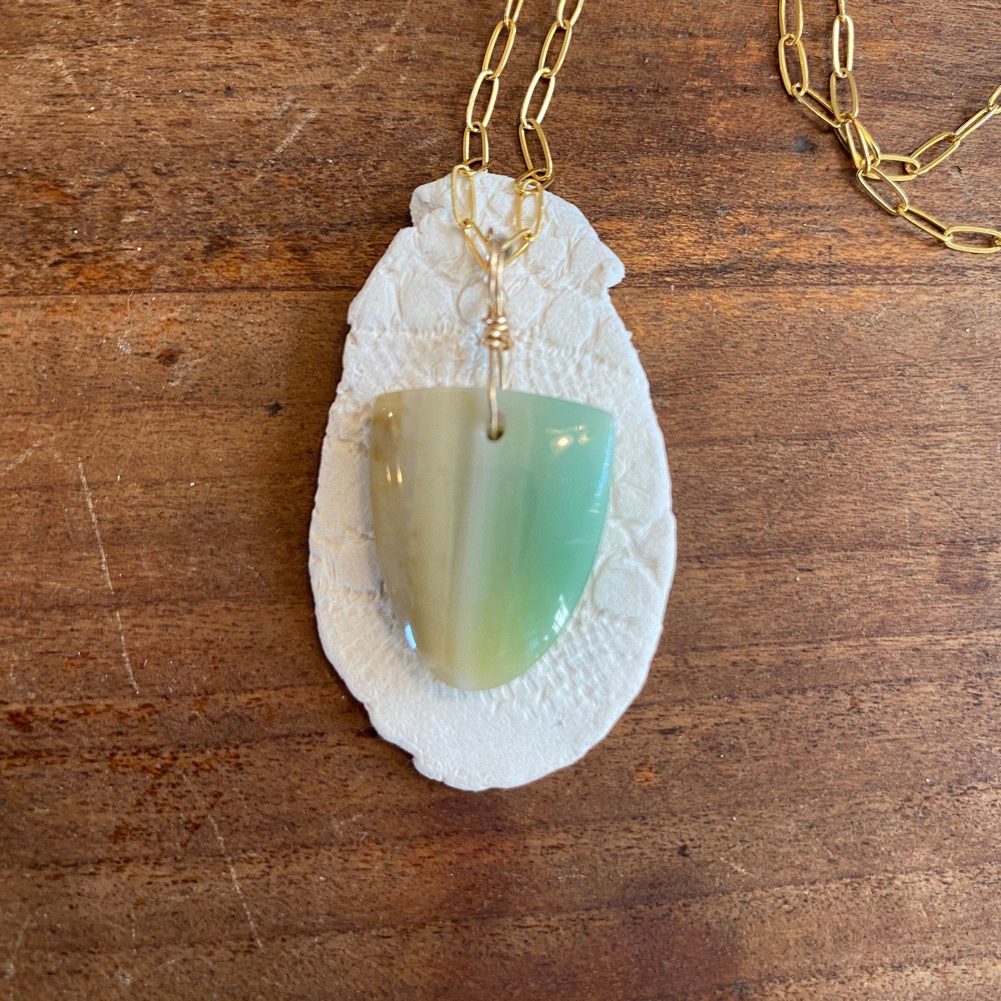 Petrified Opalwood - Sea Collection with 14/20 Gold Filled Cable Chain