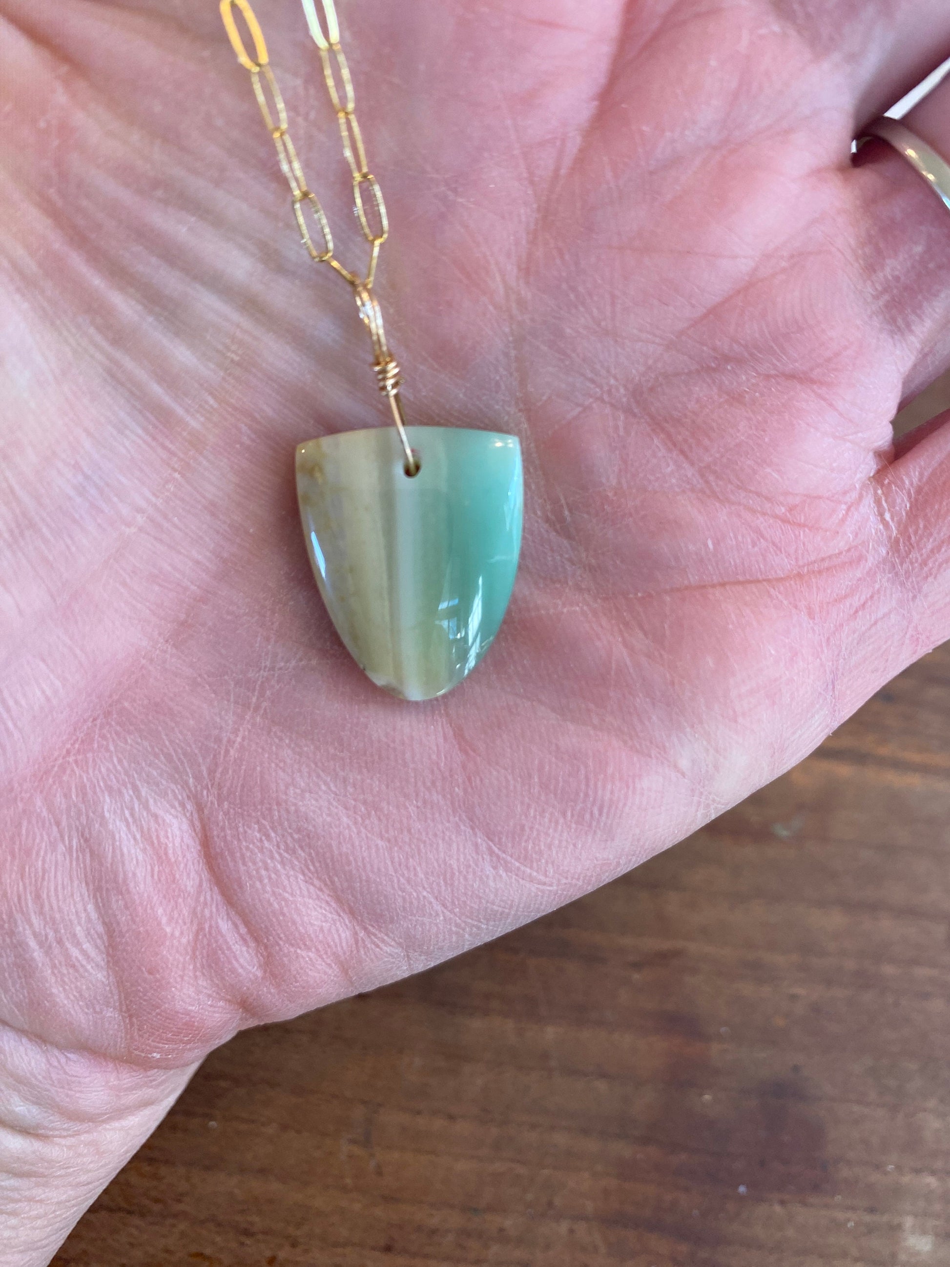 Petrified Opalwood - Sea Collection with 14/20 Gold Filled Cable Chain