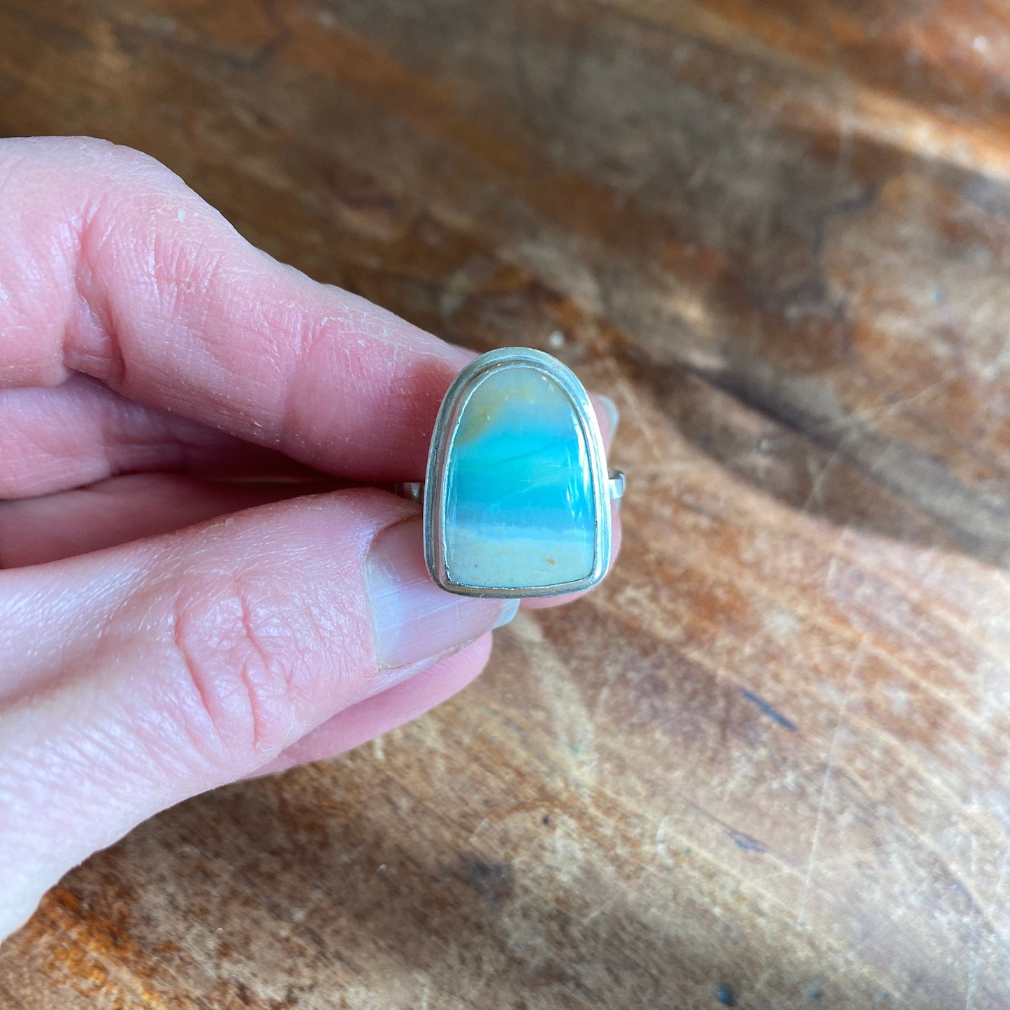 Petrified Opalwood Ring in Silver - Sea Collection