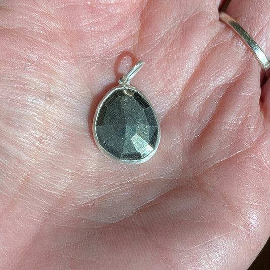 Rose cut Pyrite Handmade Bezel Setting Necklace sterling silver