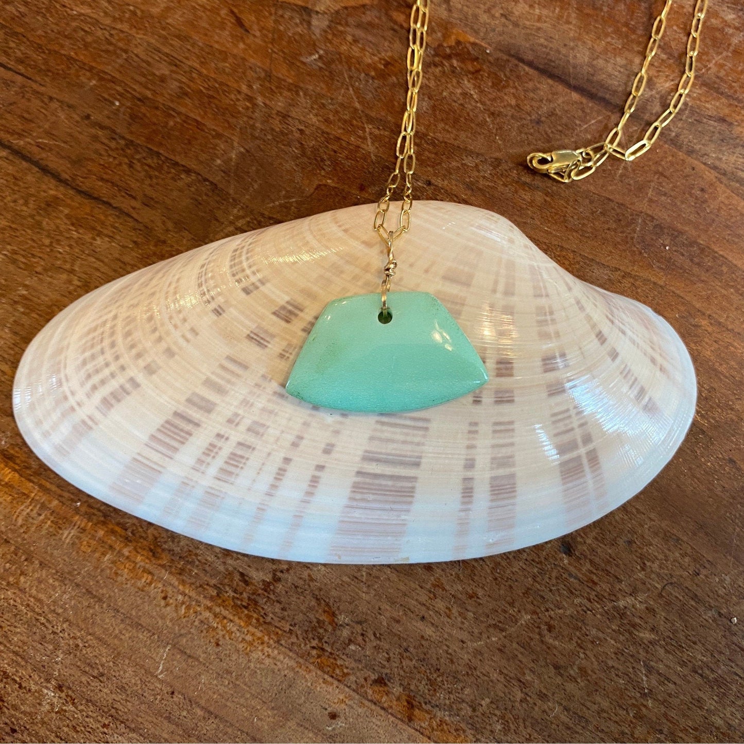 Sea Collection - Chrysoprase Drop with Paper Clip Chain