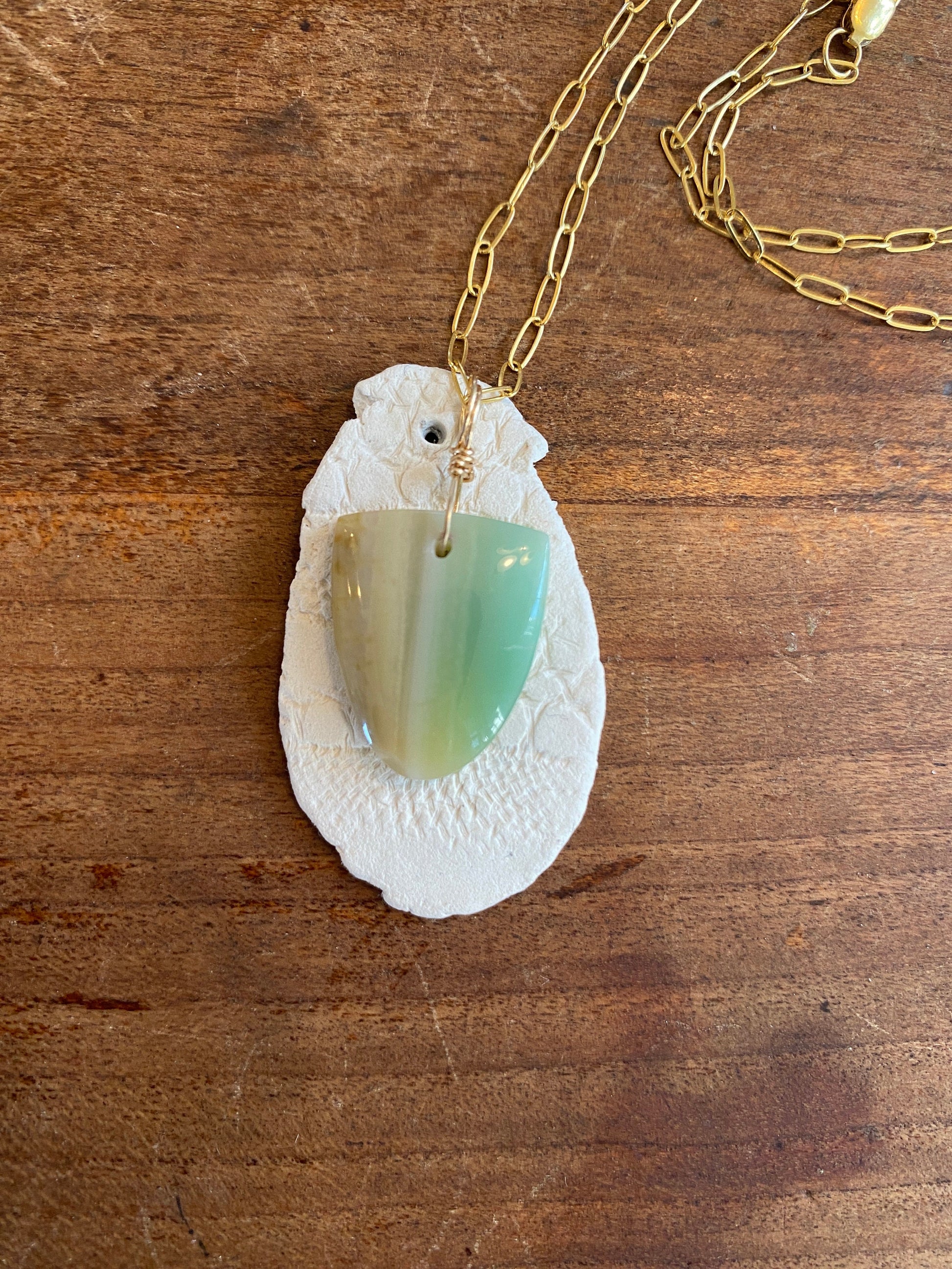Petrified Opalwood - Sea Collection with 14/20 Gold Filled Cable Chain