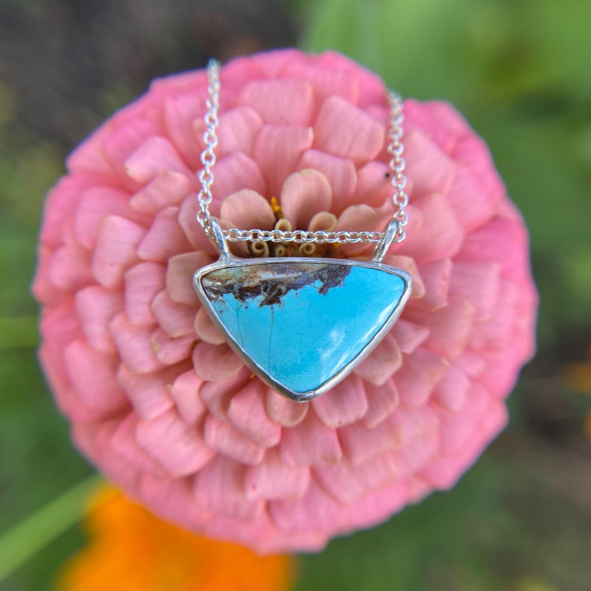 Handmade Amaroo Turquoise Pendant – Elegant Sterling Silver Setting