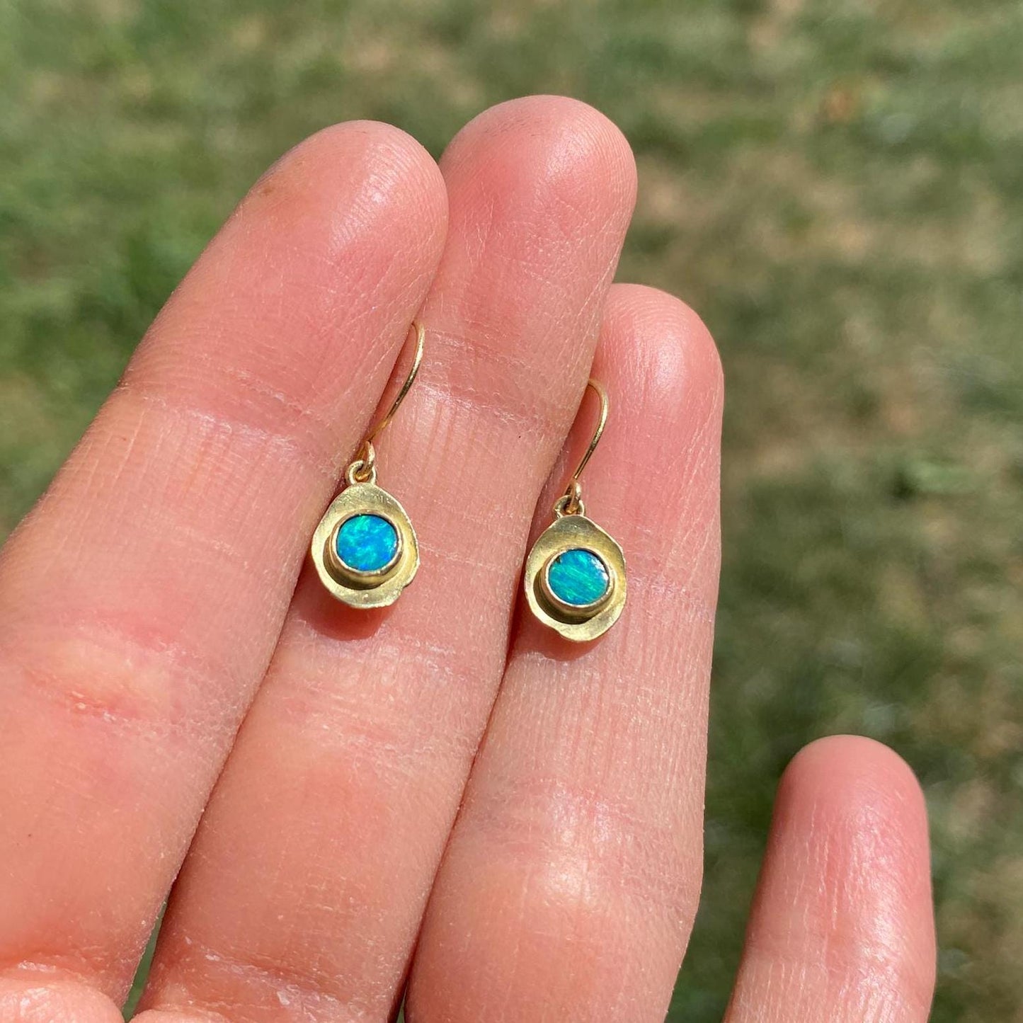 Evil Eye Ocean Boulder Opal Earrings 18k Gold