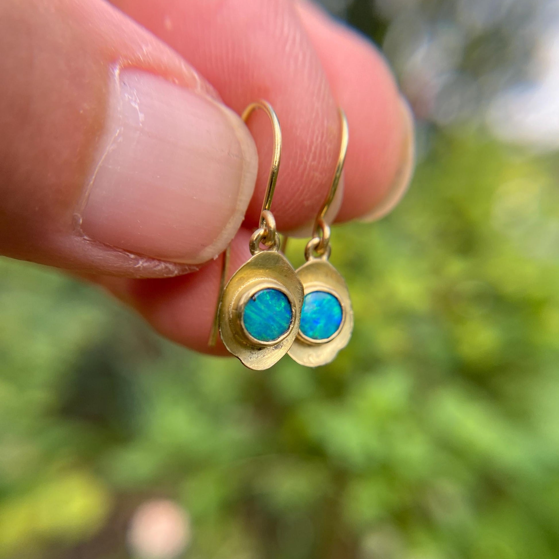 Evil Eye Ocean Boulder Opal Earrings 18k Gold