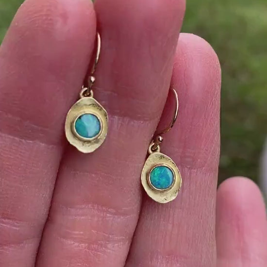 Evil Eye Ocean Boulder Opal Earrings 18k Gold