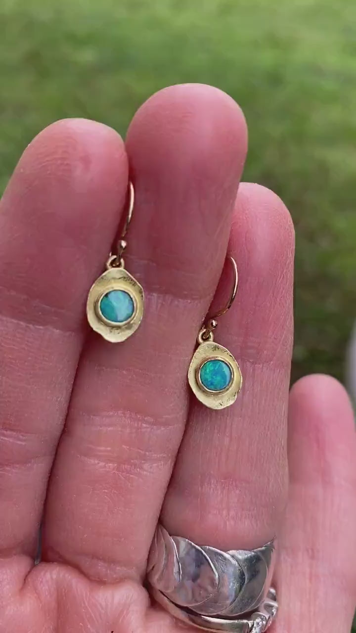Evil Eye Ocean Boulder Opal Earrings 18k Gold
