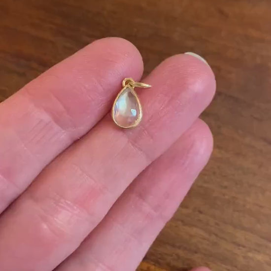Teardrop Rose Cut Moonstone Pendant Handmade 18K Gold