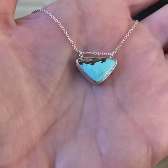 Handmade Amaroo Turquoise Pendant – Elegant Sterling Silver Setting