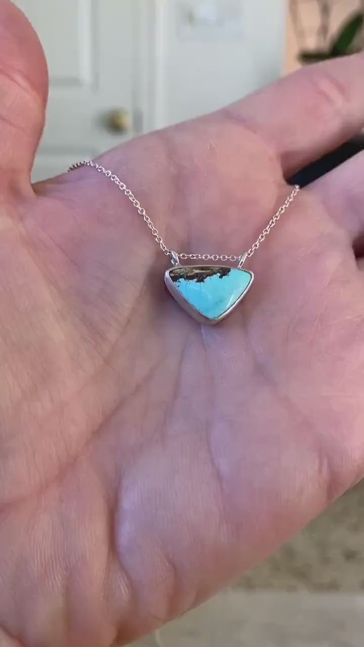 Handmade Amaroo Turquoise Pendant – Elegant Sterling Silver Setting