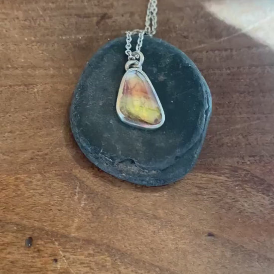 Rose cut Watermelon Tourmaline Necklace Handmade Bezel Setting