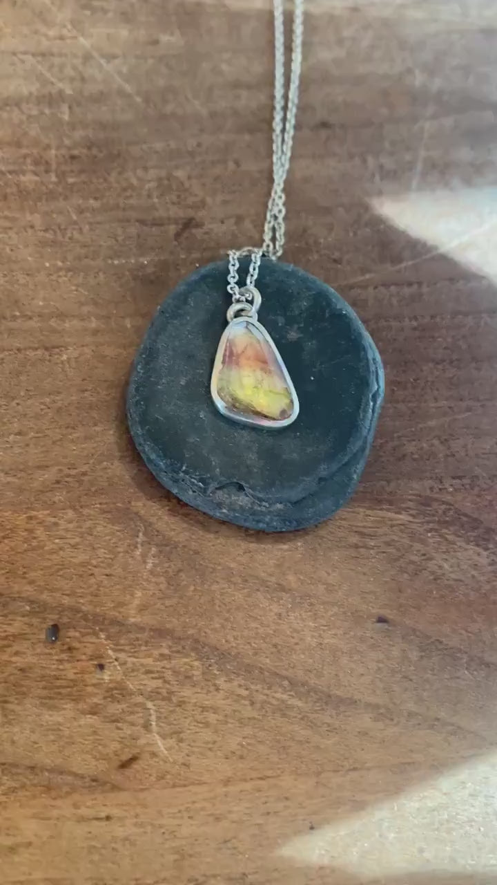 Rose cut Watermelon Tourmaline Necklace Handmade Bezel Setting
